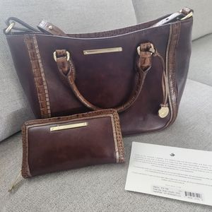 Brahmin Set Small Lena brown concreto with sury wallet